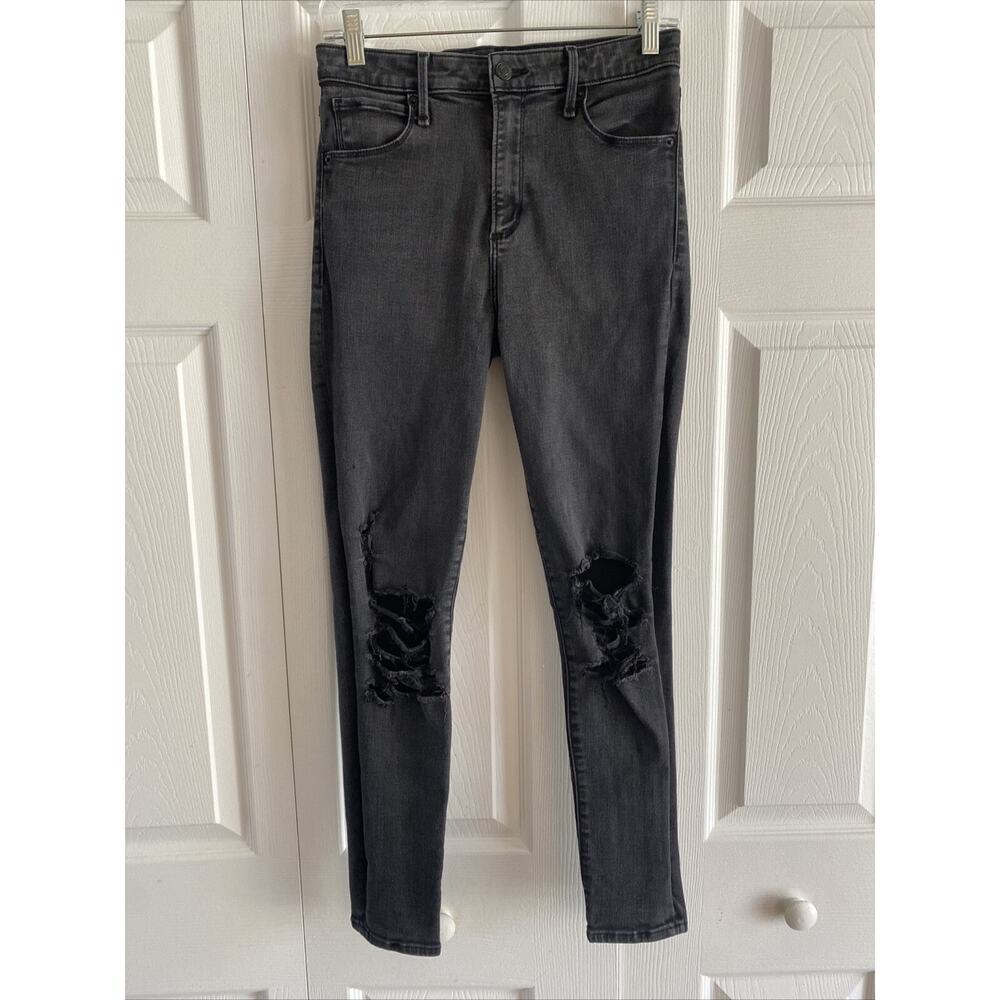 Abercrombie & Fitch Simone Super Skinny Womens 4S 27 Black Distressed Jeans